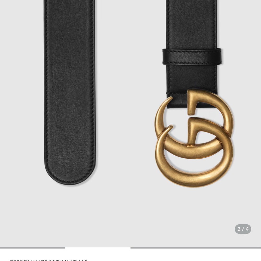 Gucci Double G Black Leather Women’s Belt - Picture 2 of 6